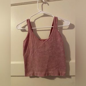 Pink cropped V-neck tank top